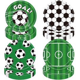 Funnymoom 60 Pcs Soccer Paper Plates 9 Inch Soccer Birthday Disposable Plates for Kids Boys Adults Game Day Birthday Party Decorations Supplies