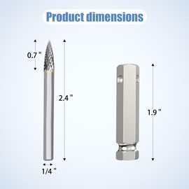 neeki 1/4“ Carbide Steel Reamer Drill Bit，Double-Cut Burr for Tire Repair， Featuring Quick Release Adapter for Enhanced Sealing for Tire Repair Patch Plug，Compatible with Low Speed Air Buffers