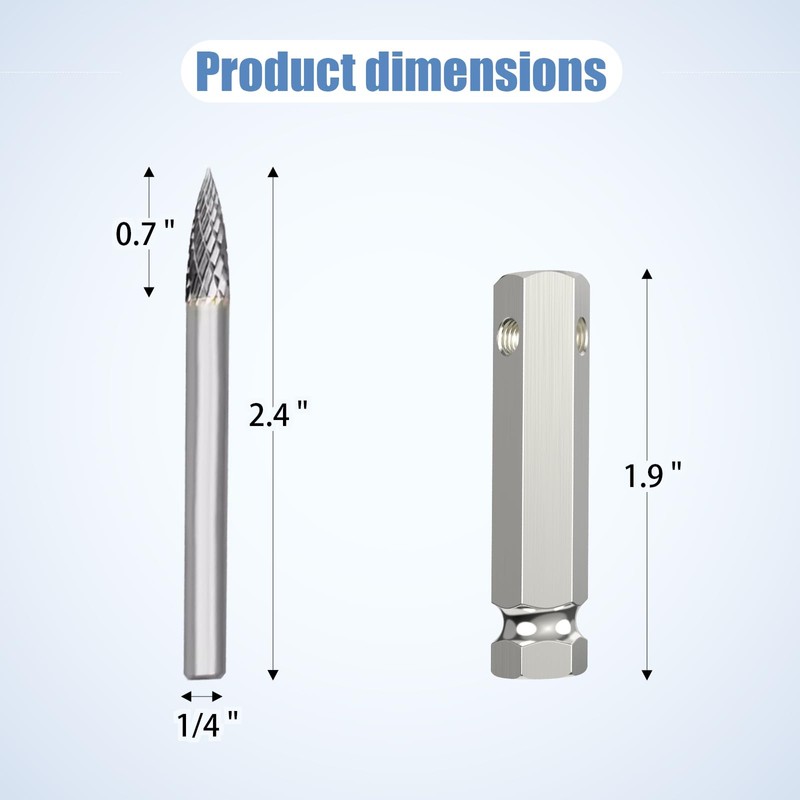 neeki 1/4“ Carbide Steel Reamer Drill Bit，Double-Cut Burr for Tire