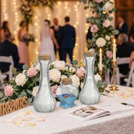 Zerodeko Set di 3 bottiglie di vetro con tappi in sughero per cerimonia di sabbia matrimonio decorazione e regalo per coppie 6 pollici