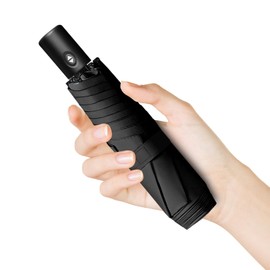 Trenovo Automatic Travel Mini Umbrella, Compact Folding Small Pocket Umbrellas for Purse Wallet, UV Sun Rain Protection, Lightweight Portable Design Fits in Backpack for Women Men Kids (Black)