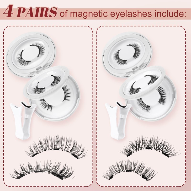 Magnetic-Eyelashes with Applicator 4 Pairs Magnetic-Lashes