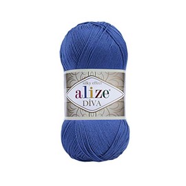 Alize Diva Silky Effect Hand Knitting Yarn Microfiber Acrylic Yarn Thread Crochet Art Lace Craft Lot of 5 skeins 500gr 1915 yds Hand Knitting Yarn (132- Royal Blue)