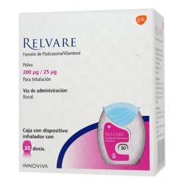 Relvare Polvo Para Inhalación 200 Mcg/25 Mcg, 1 Inhalador 30 Dosis