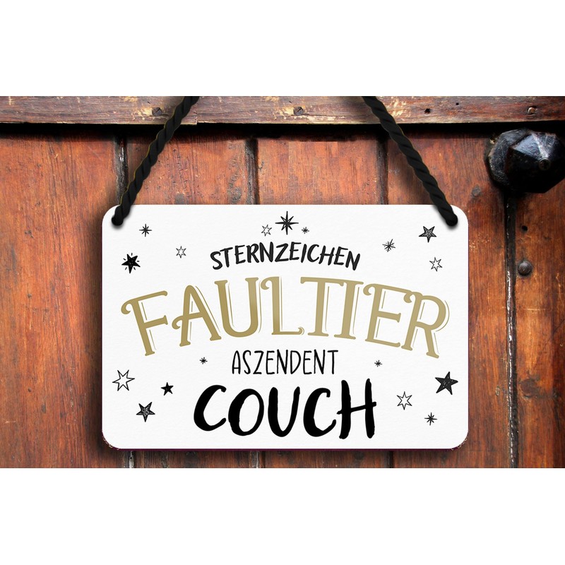 schilderkreis24 Tin Sign Funny Saying "Zodiac Sign Sloth" Decorative Gift