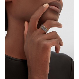 Mytys Gold and Silver Statement Rings for Women - Cable Wire Intertwined Design Two Tone Rings - Vintage Silver Band Rings Cocktail Jewelry (Slim Gold & Silver, 8)