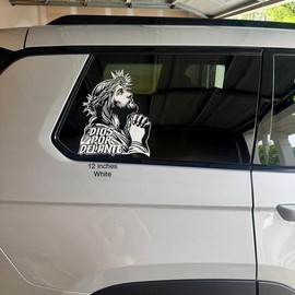 Dios Por Delante Decal Sticker - Customizable for Cars, Trucks, SUVs, Glass Doors, Windows, Fridges - Available in Multiple Colors:_White_16 Inches