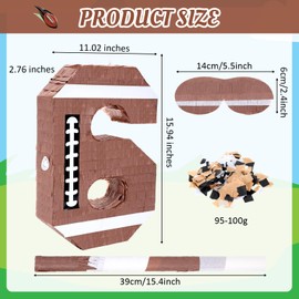 Poen Number 6 Football Piñata Small Sport Theme Piñata with Bat and Blindfold Confetti for Kids Birthday Party Decoration, 15.7 x 11 x 2.8 Inch