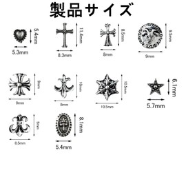Mirhua 50個のパンクネイルアートチャーム 3D スタッズ デコパーツ レトロ 十字架 パンク 装飾部品ビンテージ クロス パンク ネイルデザイン用品DIYクラフトアクセサリー (ヴィンテージシルバー)