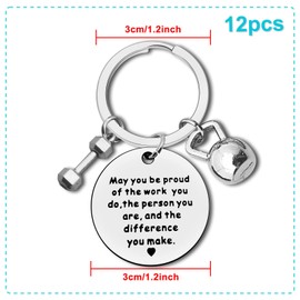 12Pcs Fitness Instructor Keyring Gift Appreciation Gift Thank You Gift for Fitness Workout Coach Fitness Trainer Gift Personal Trainer Bodybuilder Gym Workout Gift Coworker Student Graduation Gift