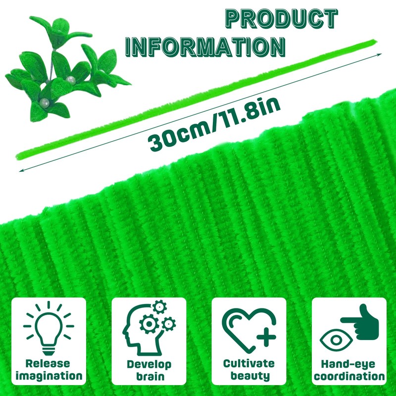 180 Pieces Pipe Cleaners Chenille Stem, Craft Pipe Cleaners, 11.8inch