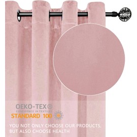 SMILETIME Pink 96in Long Luxury Velvet Curtain Panels with Grommet, Insulated Soft Privacy Noise Reducing Velvet Window Drapes Thicker Velvet Pinch Pleat Curtains for Living Room, 2 Panels, 52W x 96L