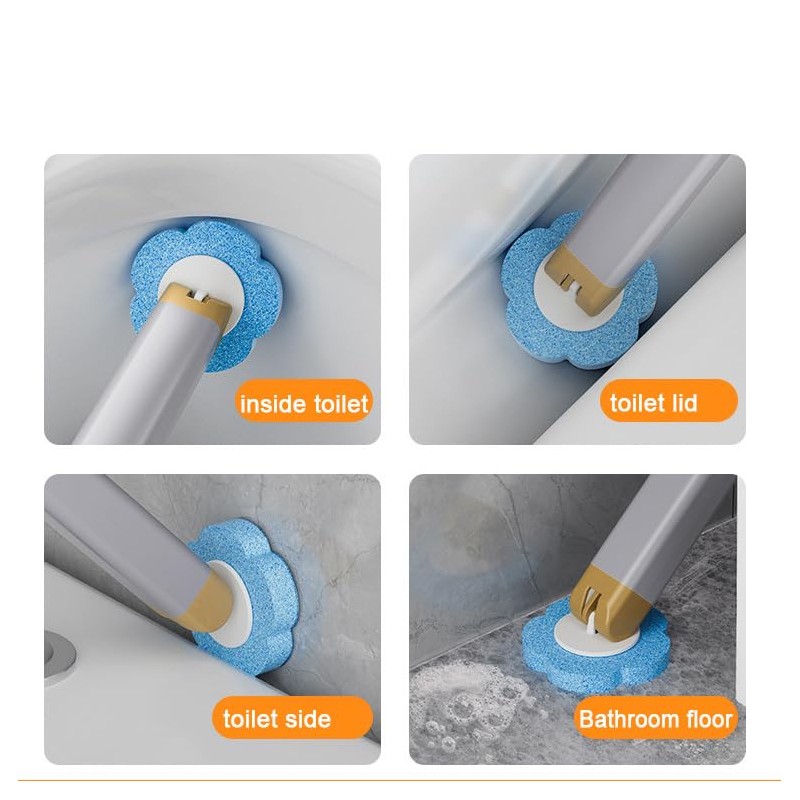 Disposable Toilet Brush Set with 18 Replacement Sponge Heads, Wall