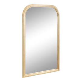 Kate and Laurel Glenby Mid-Century Modern Arch Wall Mirror, 24 x 36, Natural Wood, Wooden Arched Bathroom Mirror with Rounded and Stepped Frame Profile