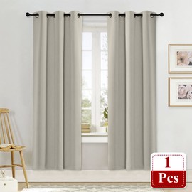 NICETOWN - Persiana para oscurecer la habitación, para recámara de niños, triple tela, decoración del hogar, bloqueo de luz, anillo sólido, cortina superior para ventana pequeña (natural, panel individual, 42 x 72 pulgadas)