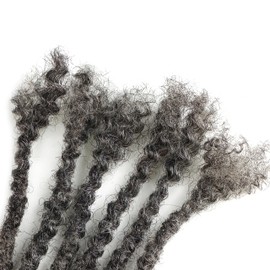 Orientdreads Textured Loc Extensions Human Hair with Curly Ends, Full Handmade Human Hair Dreadlock Extensions for Women/Men, Can Be Curled and Bleached (#Salt_pepper, 8 Inch 0.6cm 20 strands)