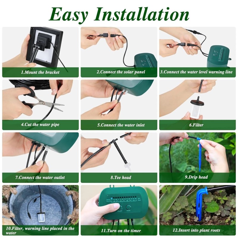 AnseTo Smart Solar Irrigation Kit - 15m Hose,Auto Watering for