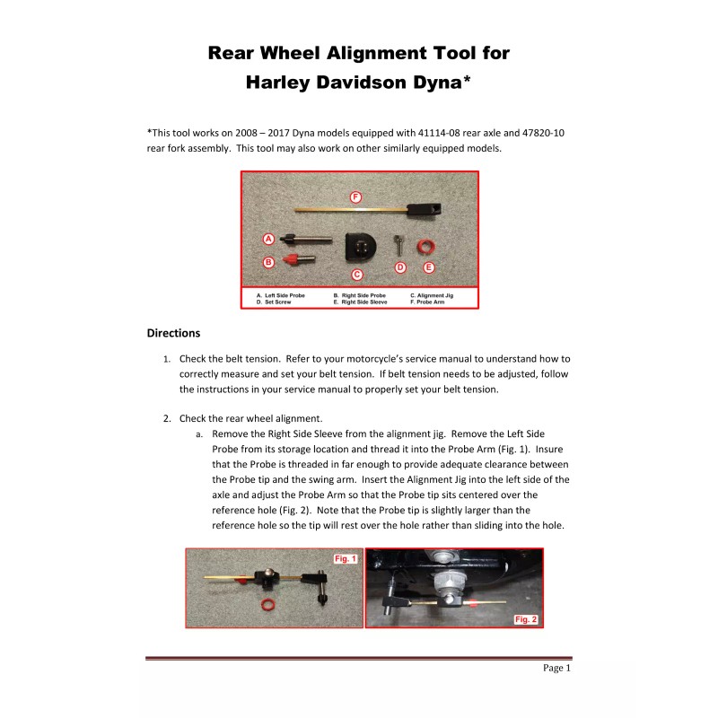 Rear Wheel Alignment Tool for Harley Davidson Dyna