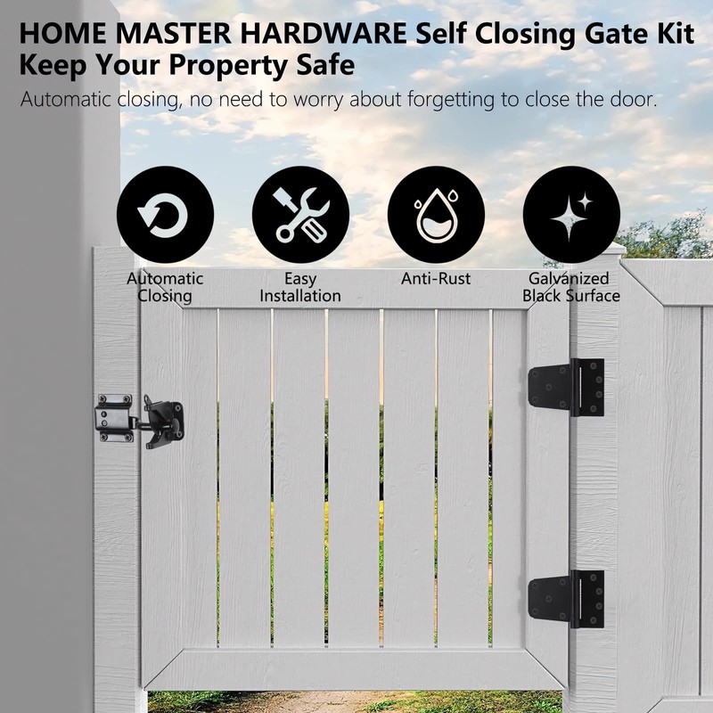 HOME MASTER HARDWARE Self-Closing Gate Kit Black - 3.5 in