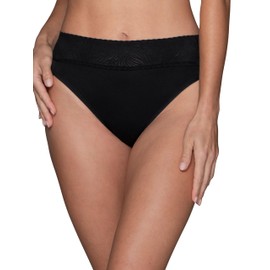 Vanity Fair Women's Effortless Panties for Everyday Wear, Buttery Soft Fabric & Lace, Hi Cut - Black, 6