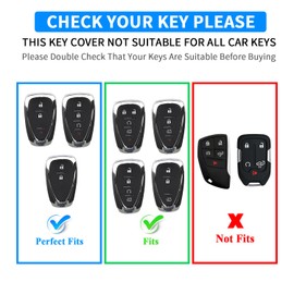 QBUC Key Fob Cover for Chevy, Car Key Fob Case with Keychain for Equinox 2018-2022 Sonic 2017-2020 Spark 2016-2022 Traverse Trailblazer Trax Accessories Protector (Gold-Black)