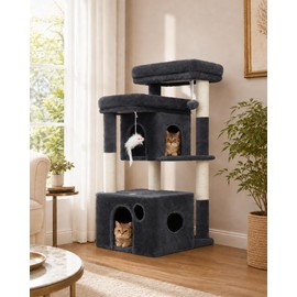 Heybly 34.6" Cat Tree Anti-Tipping Floor Cat Condo for Kittens, HCT205SG