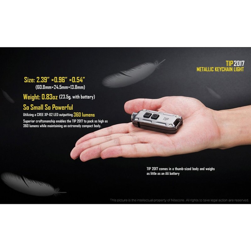Nitecore Tip 2017 360 Lm Rechargeable Keychain Flashlight Copper