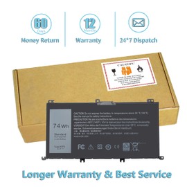 74WH 357F9 Battery for Dell Inspiron 15 7000 Gaming 15 7559 i7559 7557 i7557 5577 7567 5576 7566 i7559-5012GRY i5577-7342blk-pus INS15PD Series P65F P65F001 P57F 71jf4 071jf4 0GFJ6 0357F9 11.1V