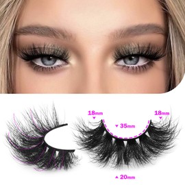 False Eyelashes Fluffy Mink Lashes Natural Look 18mm Faux Mink Lashes Wispy 5D Volume Long Strip Fake Eyelashes Pack 5 Pairs Multipack
