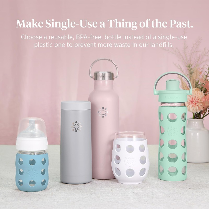 Lifefactory 22-Ounce Glass Water Bottle with Active Flip Cap and