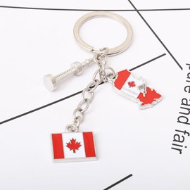 WRITWAA Pack of 2 Bag Pendants Maple Key Fob Canada Metal Key Chain Key Ring, As Shown