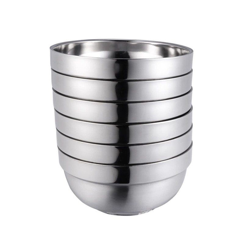 Operitacx 4pcs Double Layer Stainless Steel Bowls Bowls Non- Snack