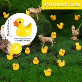 About 100Pcs Mini Resin Ducks, Mini Rubber Ducks Ornaments, Miniature Realistic Shape Tiny Duck Toys, Baby Bath Toy Small Plastic Ducks for Party Aquariums, Dollhouses Potted Decoration (Yellow)