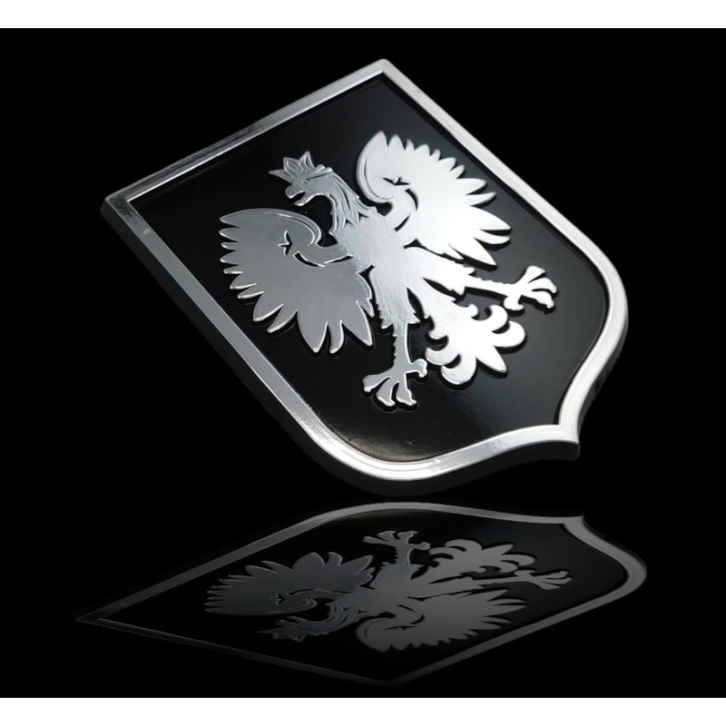Poland Polska Eagle Black Chrome Plastic car Emblem Decal Sticker