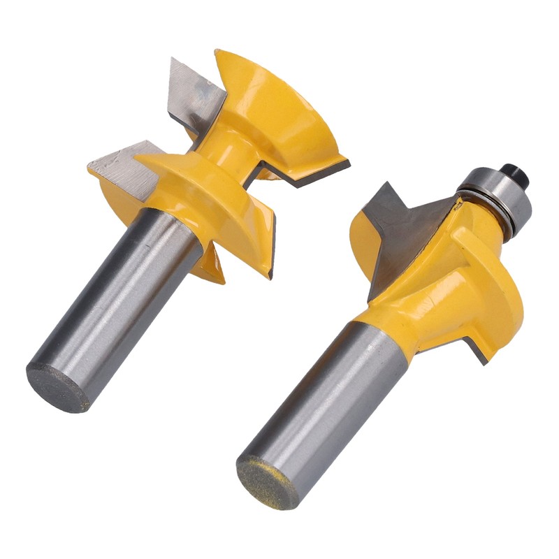 2Pcs Tongue Groove Router Bit 120° with Edge Banding Woodworking