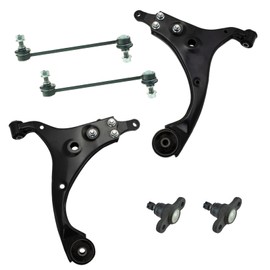 TRQ 6 Piece Suspension Kit Lower Control Arms Ball Joints Sway Bar End Links Compatible with 2010-2013 Kia Forte Forte Koup