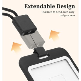 Double Sided ID Badge Holder, ID Card Holders Retractable for Ski, Teacher, Nurse, Office (Black)