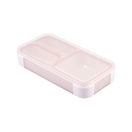 Foodman DSK Bento Box, Standing and Carrying, Slim Bento Box, 13.5 fl oz (400 ml), Antibacterial, Light Pink, Securely Secured with 4-Point Locks, W-Sealing to Prevent Leakage
