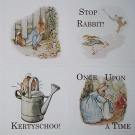 Luck and Luck Peter Rabbit Themed Sticker Sheet - 35 square stickers - Beatrix Potter