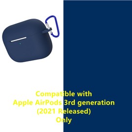 AirPods 3 Case Cover with Keychain, Soft Silicone Protective Case Compatible with AirPod 3rd Generation 2021, Shockproof, Colorful Earbuds Case Supports Wireless Charging, Front LED Visible