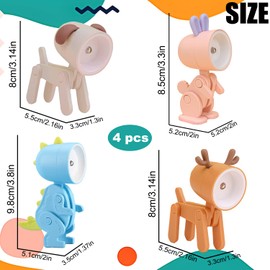WELLXUNK Cartoon mini night light, 4 pieces mini animals lamps, mini night light children's lamp, cute LED dog night light, cartoon animals children's night lamp, animal desk lamp for children students gift