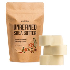 Raw Shea Butter – 100% Pure African Unrefined Shea Butter with Natural Smoky Scent | Moisturizer for Dry Skin & Hair, DIY Body Butter, Soap, Lip Balm – 8 oz Bar