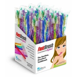 FastBrush Unipack 100pcs Pre-Pasted Toothbrush in Dispenser Box Individual Wrapped Xylitol Mint