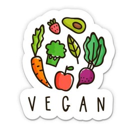 Vegan Vegetables - 3" Vinyl Sticker - for Car Laptop I-Pad Phone Helmet Hard Hat - Waterproof Decal