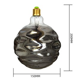TIANFAN Vintage Led Bulb G150 Big Globe Ripple 4W Dimmable Smoke Glass 110-130V E26 Decorative Edison Style Light Bulb
