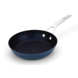 MSMK Small Nonstick Frying pan, 8-inch Durable Egg Omelet Skillet, Titanium and Diamond Non Stick Coating From USA, 4mm Stainless Steel Base Induction Compatible, Oven Safe, Dishwasher Safe, Blue