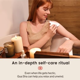 Rena Chris Gua Sha Facial Tool, Natural White Jade Stone Body Gua Sha with Exquisite Wooden Box, Large Guasha Suitable for Face Lifting, Puffiness Reducing and Whole-Body Massage, Skin Care Massager