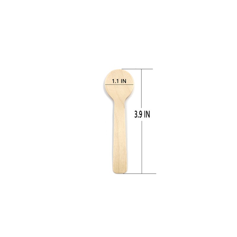 COOBL 3.9 Inches Mini Kitchen Wooden Ice Cream Dessert Spoons