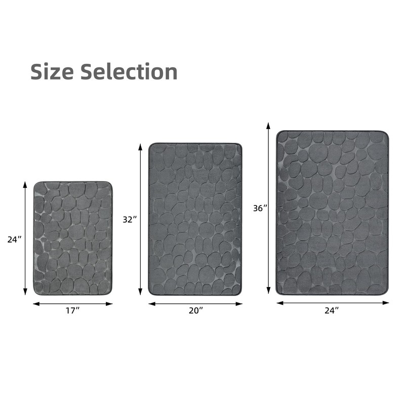 YIHOUSE Memory Foam Bath Mat Cobblestone Bathroom Rug Non Slip