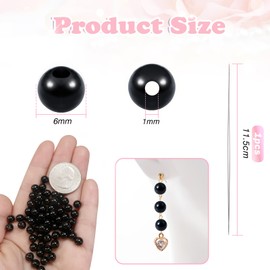 TOAOB Pack of 1000 Craft Beads, Black, 6 mm Acrylic Beads with Hole, Round Beads for Threading for DIY Jewellery Making, Bracelets, Necklaces, Clothing, Crafts